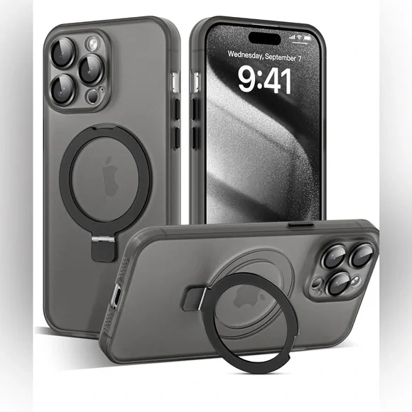 NWT iPhone 15 Pro Case with Magnetic Invisible Ring Stand Camera Lens Protection - Picture 5 of 7